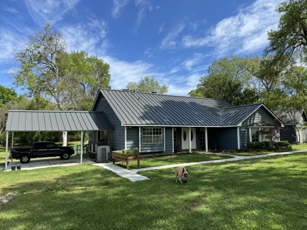 First class metal roofing project by all around roofing in Brookshire tx.